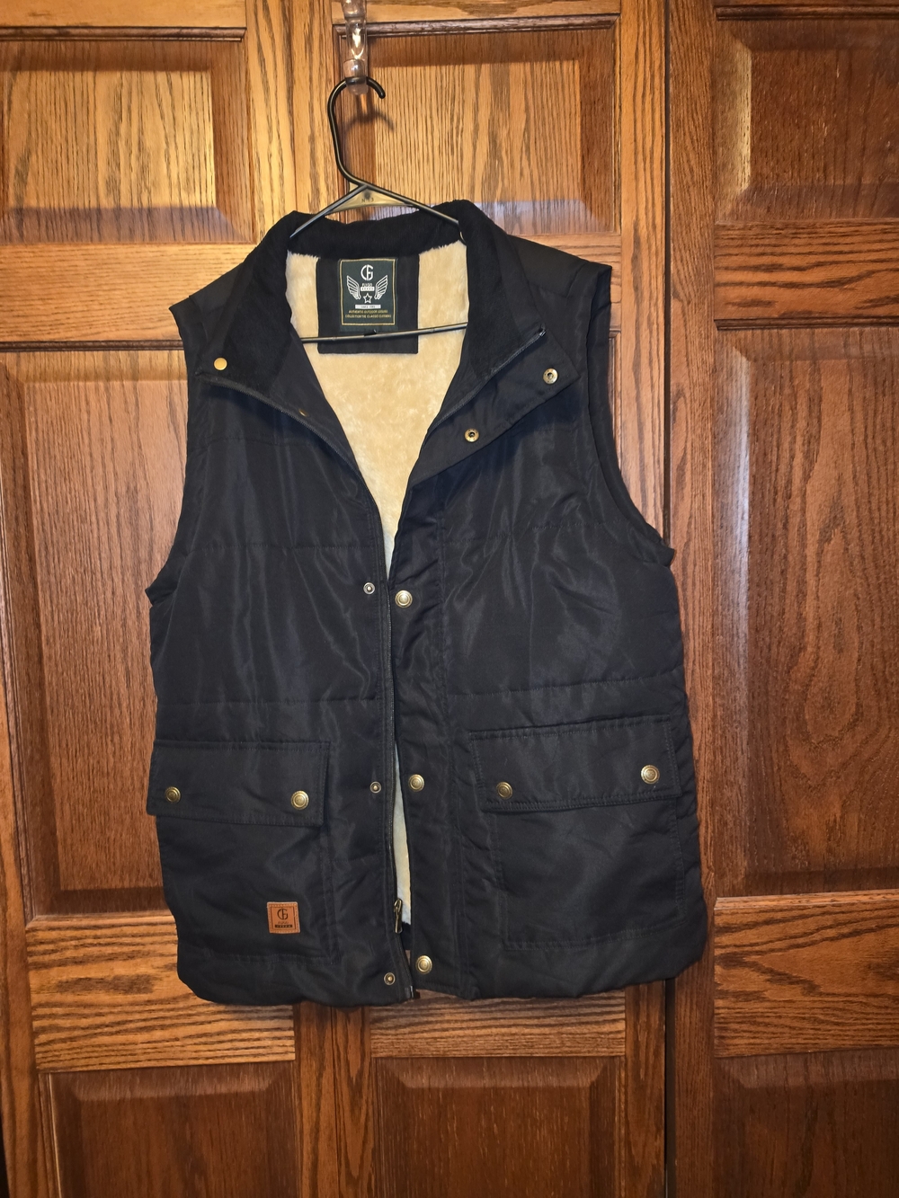 Men's Black Quilted Sherpa-Lined Vest